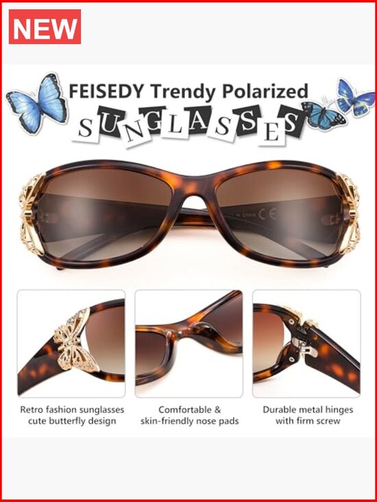 Polarized Y2K Wrap Around Butterfly Sunglasses UV400 Protection main image 7